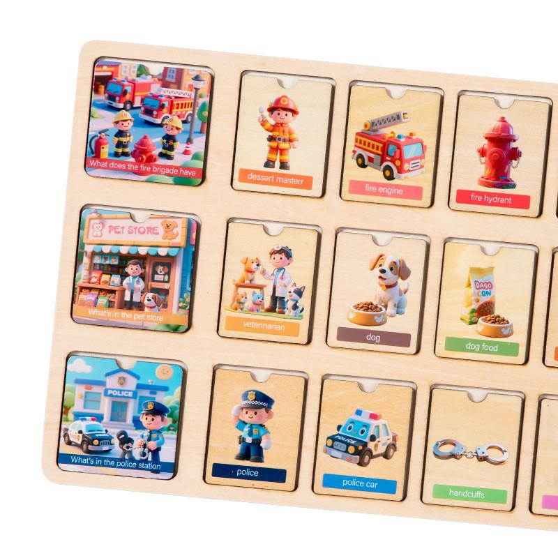 Early Wooden Learning Puzzle With Animal And Occupation Scenes Children For