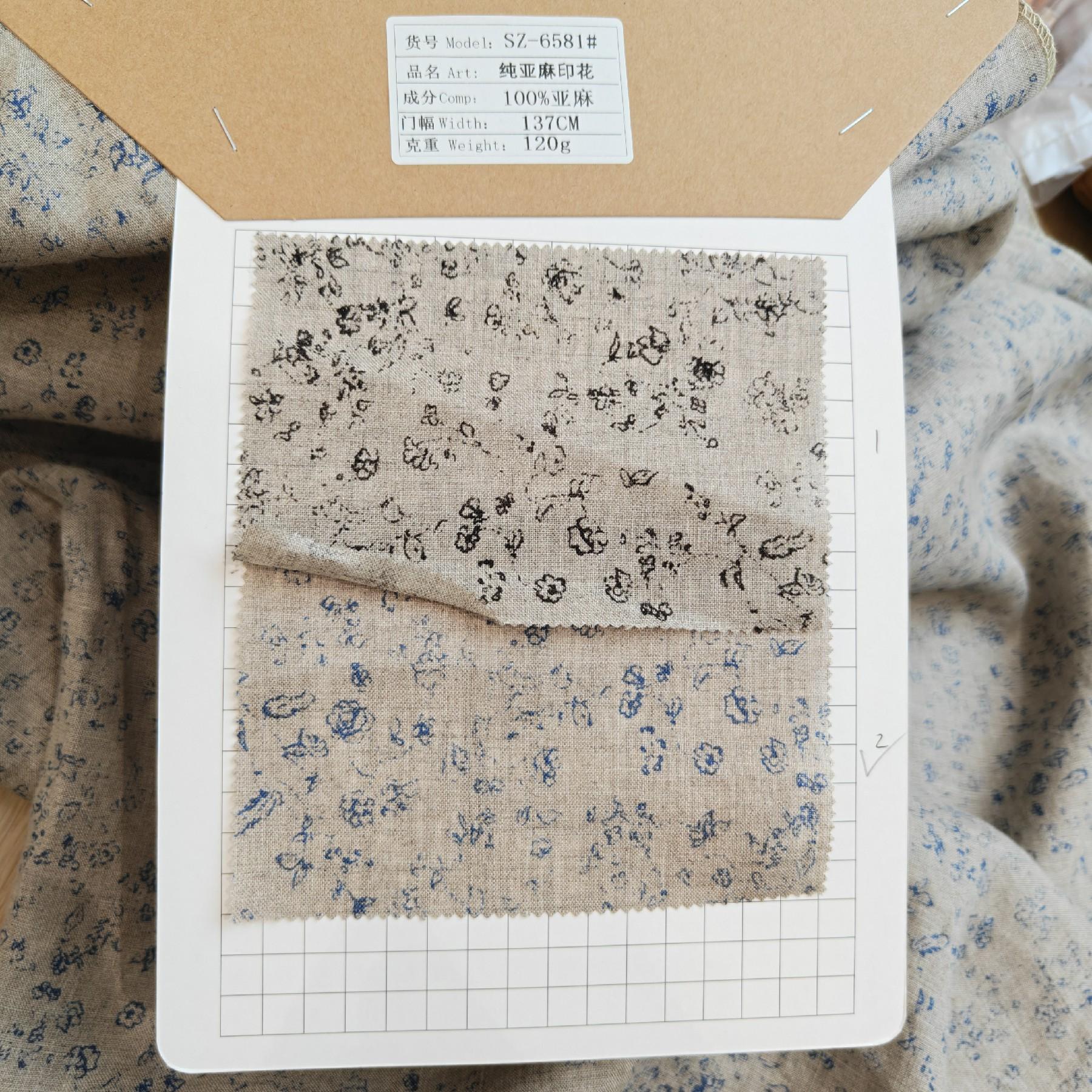New Design Eco-Friendly 100% Linen Printed Fabric Lightweight 120gsm 137cm Delicate Stone Washed Linen Fabric for Clothing Pants