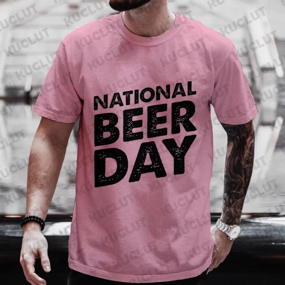 International Beer DAY Graphic T Shirt for Men Summer Short Sleeve Tees Male Drinking Party Oversized Y2k Clothes Streetwear