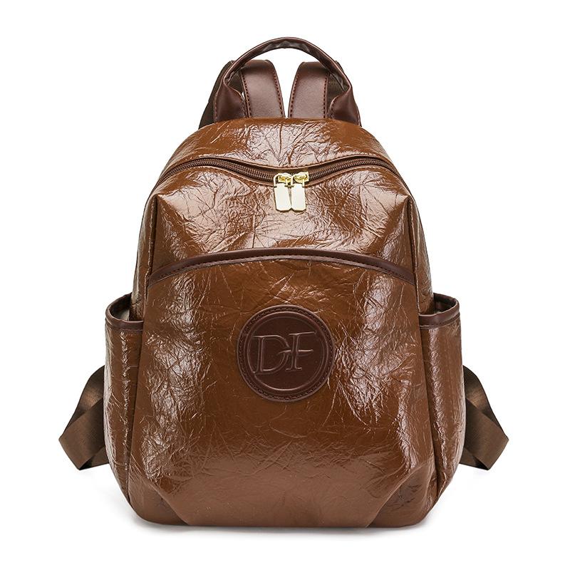 Женский рюкзак большой емкости Легкий ПУ дорожный рюкзак коричневый