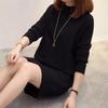 Knitted Dress for Women Loose Mid - Length Korean - Style Sweater Solid Color Casual Half Turtleneck Pullover Autumn and Winter