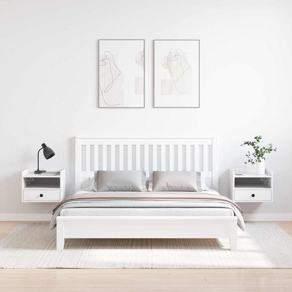 Nightstand Set of 2 White 38 x 36 x 29.5 cm Solid Pine Wood