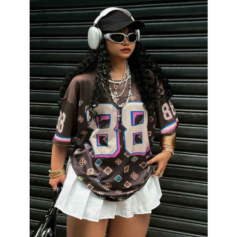 Summer Women Casual Streetwear T Shirts Harajuku Round Neck Woman Tees Tops Fashion Oversized Clothing Outdoor Pullover