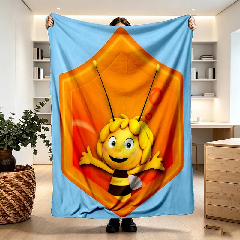 Maya the Bee Print Blanket - Soft & Comfortable, for Bedroom, Travel, Sofa, Home Decoration - Birthday Christmas Gift for Friend