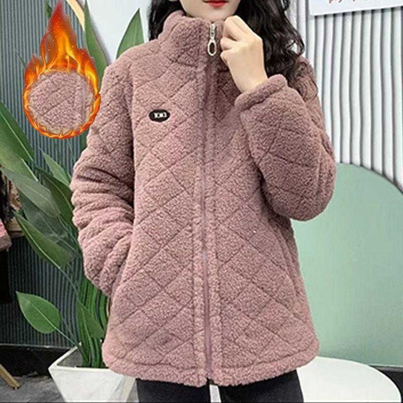 Fleece Lined Thickened Coat Women's Winter Warm Jacket Middle Aged Mothers Fashionable