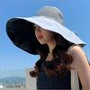 New big eaves bucket hat women's summer sunscreen visor UV protection vinyl upgrade oversized eaves mesh hat