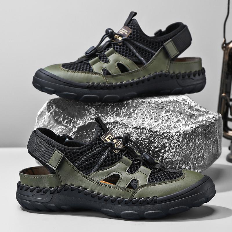 

Летняя дышащая повседневная обувь для ходьбы, мужская уличная обувь с открытыми ступнями, дышащая мужская повседневная обувь, классические мужские кроссовки с мягкой подошвой 45 зелёный