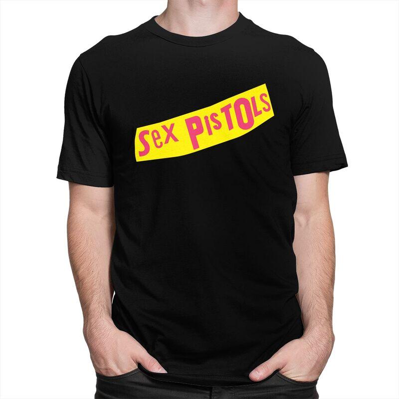 Custom Heavy Metal Sex Pistols T Shirt for Men Pure Cotton Tshirt Casual Tee Short Sleeves Rock Band Tshirts Loose Fit Clothing