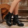 2025 Women Winter Leather Women Winter Boots Thick Wool Warm High-heeled Genuine Boot High-quality Female Snow Boots Women Shoes
