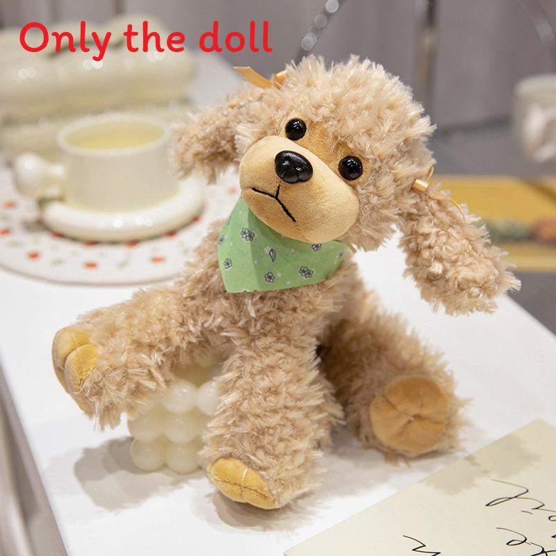 Plush Poodle Dog Toy With Checkered Scarf Design For Kids And Collectors