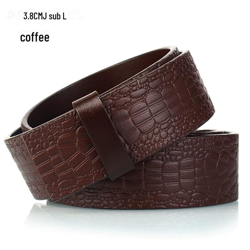 Мужской ремень из кожи с автоматической пряжкой и узором под крокодила 105cm