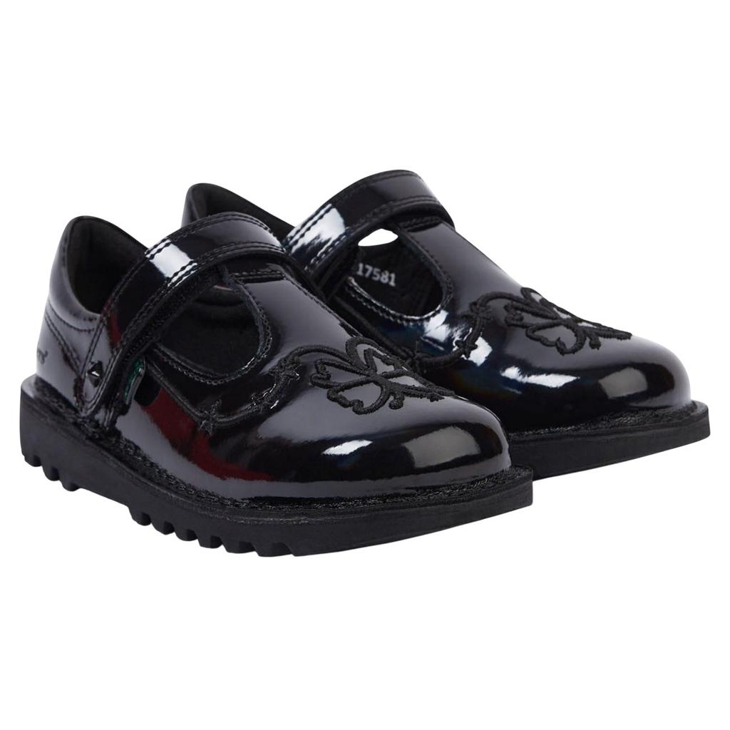Kickers Girls Stardust Patent Leather T-Bar School Shoes