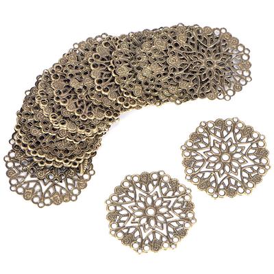 50Pcs Bronze Filigree Flower Connectors Crafts Diy Jewelry Making Accessories