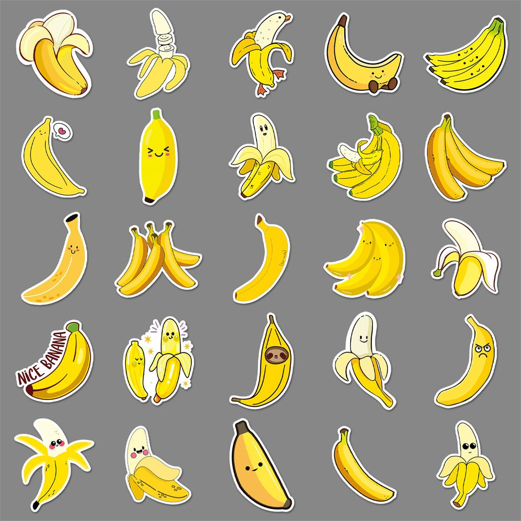 50 Banana Doodle Personality Cartoon Fruit Children's DIY Skateboard Mobile Phone Case Suitcase Sticker Waterproof