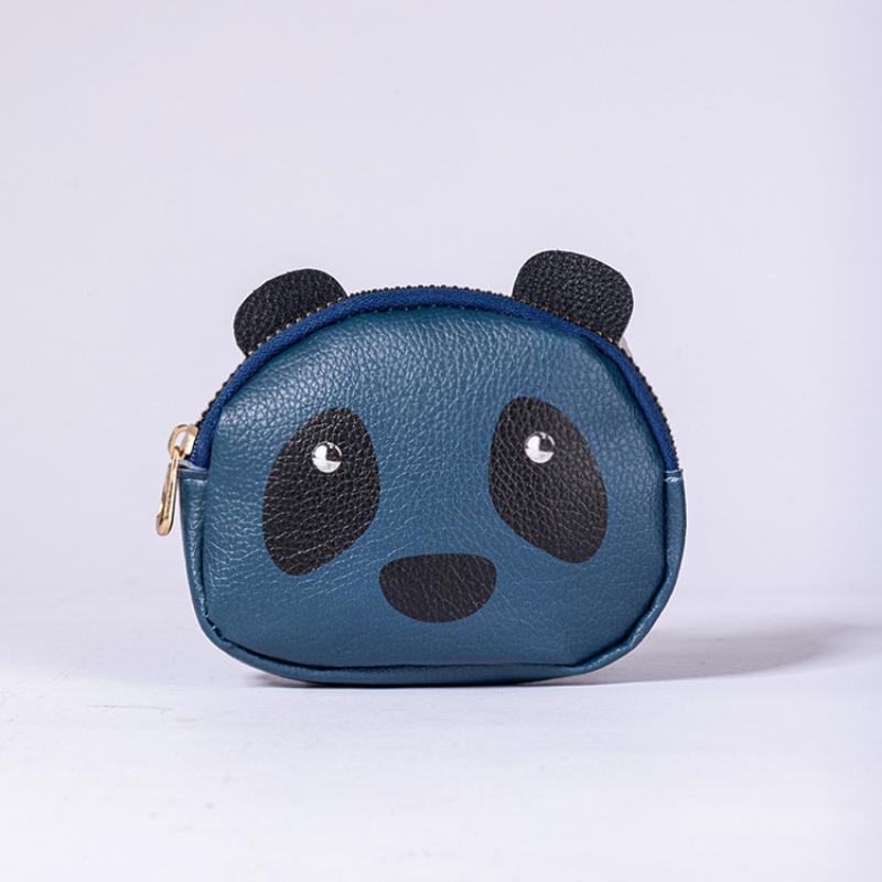 Creative Double Layer Coin Purse Panda Shape Multifunctional Key Bag Zipper Portable Small Handbag