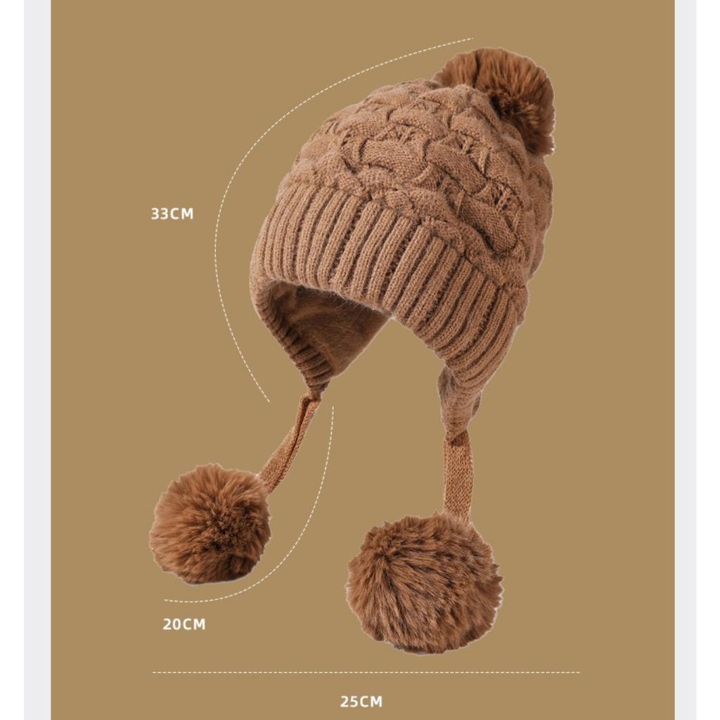 Thickened, Woolen Hat, Women's Hat, Velvet Hat, Outdoor Hat, Warm Hat, Wool Ball, Knitted Hat