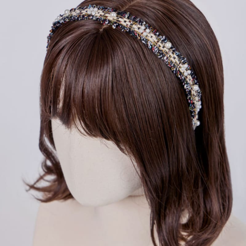 MAIA Tweed Perlen Stirnband P - Grün