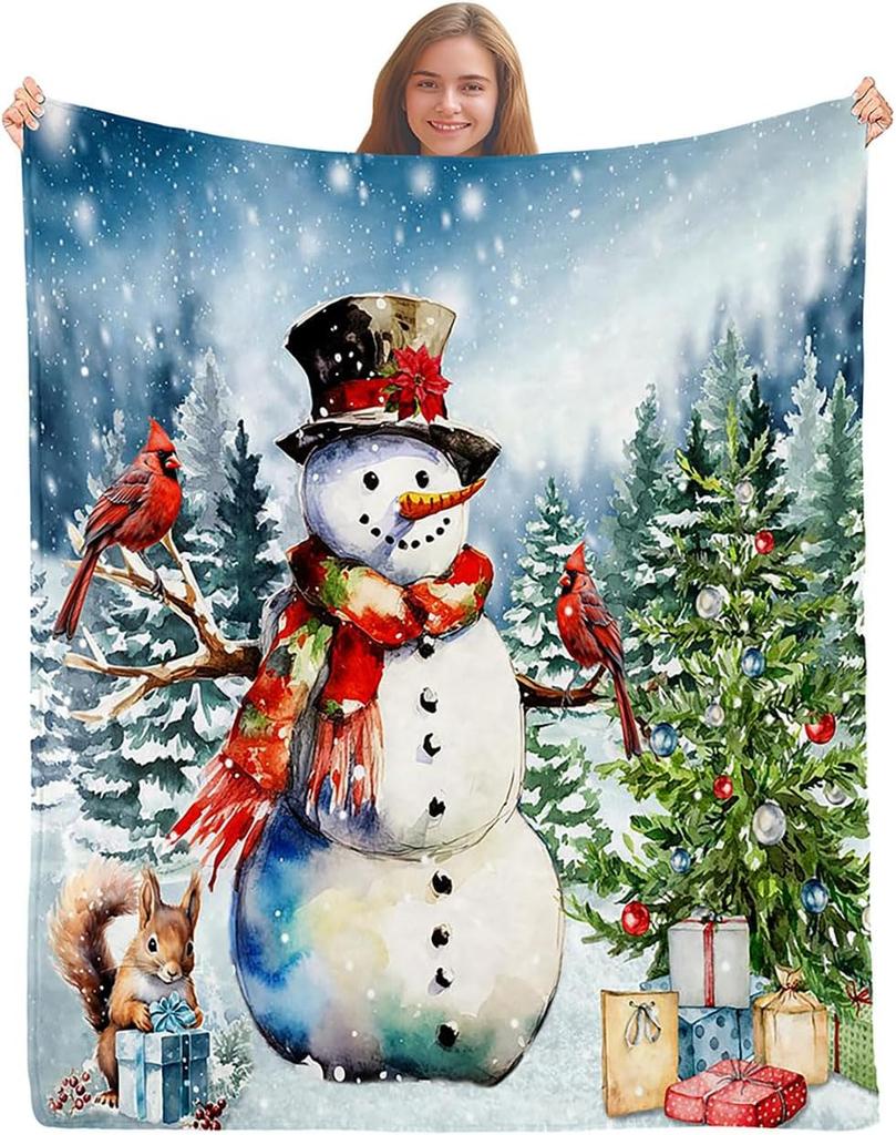 African American Black Santa Claus Throw Blanket, Christmas Snowflake Xmas Gifts Winter Holiday, Soft Plush Flannel Fleece for