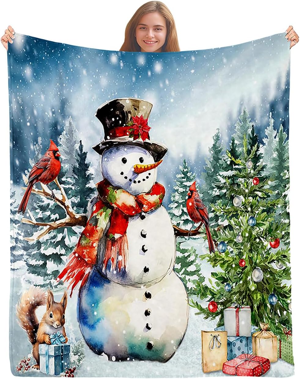 

African American Black Santa Claus Throw Blanket, Christmas Snowflake Xmas Gifts Winter Holiday, Soft Plush Flannel Fleece for 75x90cm