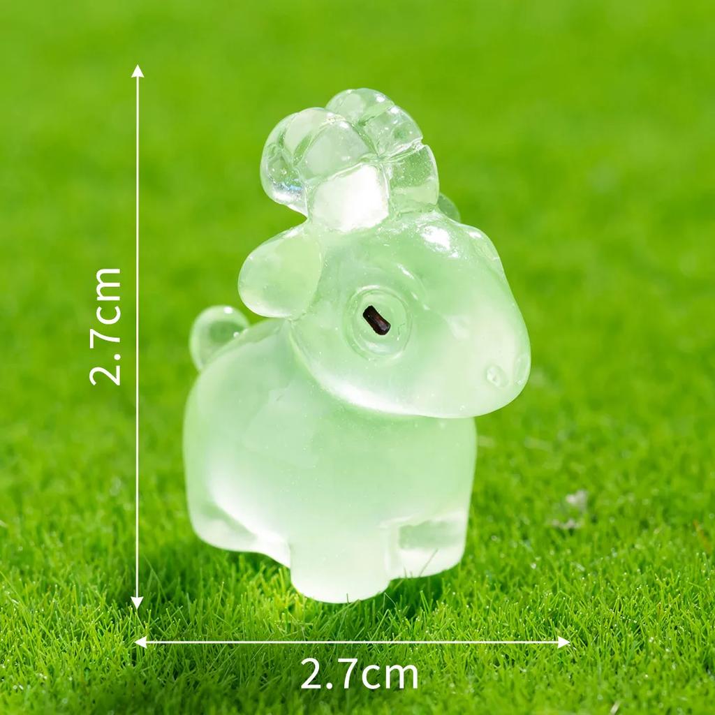 6pcs Luminous Goat Figurine Landscape Home Kawaii Room Decor Dollhouse Miniature Figurines Fairy Garden Decoration Accessories