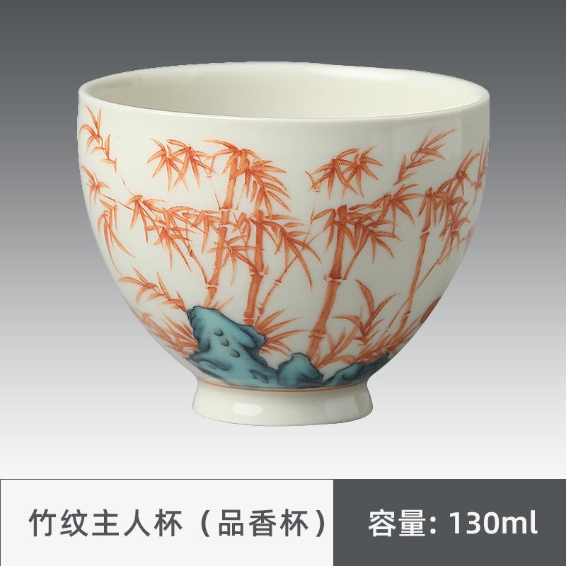 Hand Painted Red Bamboo Ceramic Teacup Chinese Style Creative Household Chinese Kungfu Teaware Master Cups Decoration New