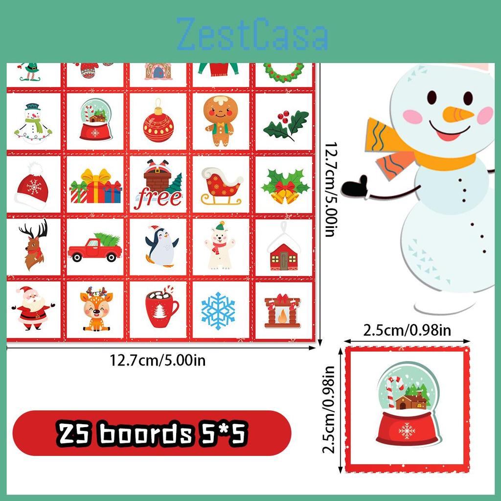 Christmas Party Bingo Game Kit With Snowman Cards For Family Gatherings