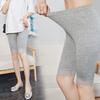 Women's Elastic Waist Leggings High Rise Shorts Solid Color Lace Trim High Stretch Skinny Safety Shorts