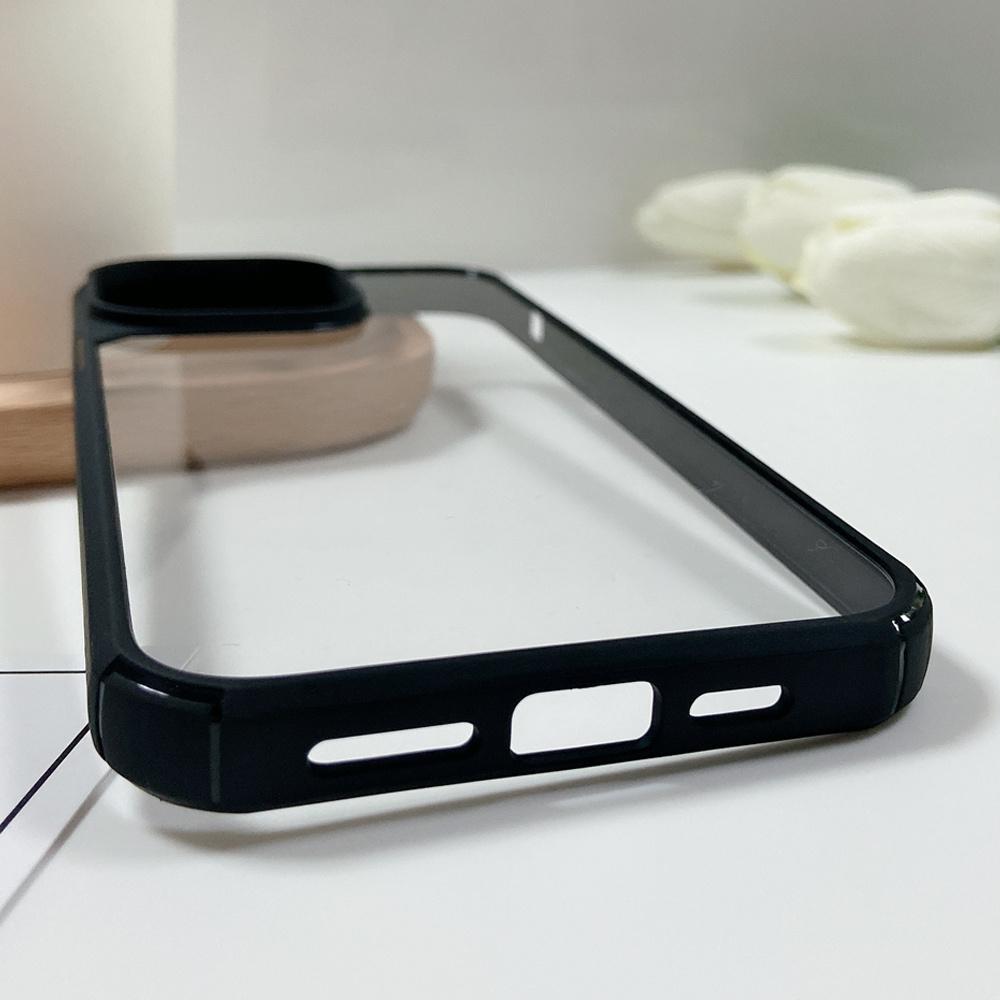 Transparente Harte Acryl Handyhülle Für iPhone 14 15 Pro Max Stoßfeste Hülle Funda iPhone 11 12 13 Pro Silikonrahmen Rückseite