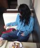 MA JOURNEE Tie Set U-Neck Cashmere Knit_Blue