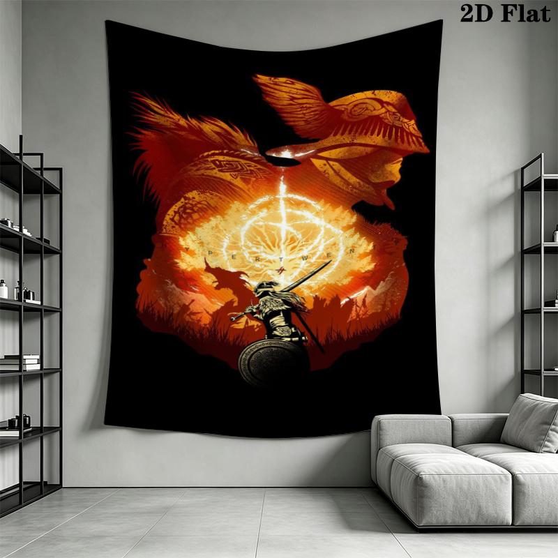 Elden Ring Wandteppich Ästhetischer Wandbehang Bedruckter Stoffdecke Dekorative Wandteppiche für Schlafzimmer Wohnzimmer Heimdekoration