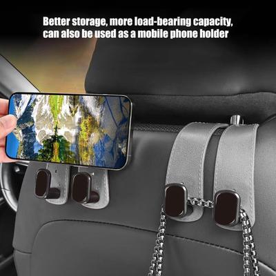 Car Seat Hooks for Headrest Car Bag Hooks Phone Holder Multifunctional Compact Organizer for Truck Umbrella Coat Purse Backseat