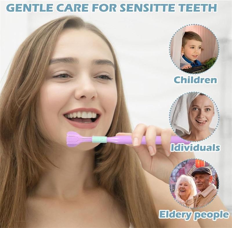 3 Sided Toothbrush Adult Three Headed U-shaped Macaroon Color Toothbrush GZW
