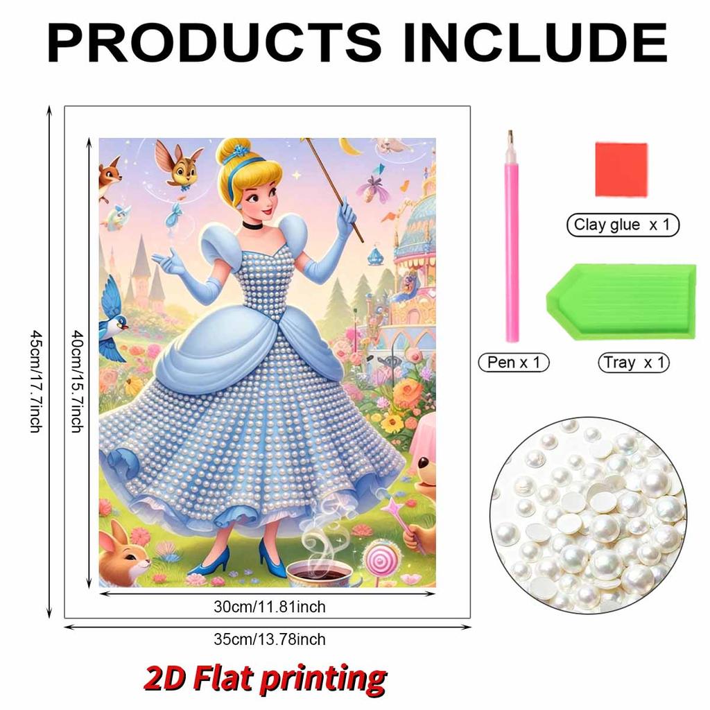Disney Pearl Painting Cinderella Enchanted Garden Creative Art 5D Pearl Embroidery Cross Stitch Kit Handmade DIY Home and Room Decor Gift