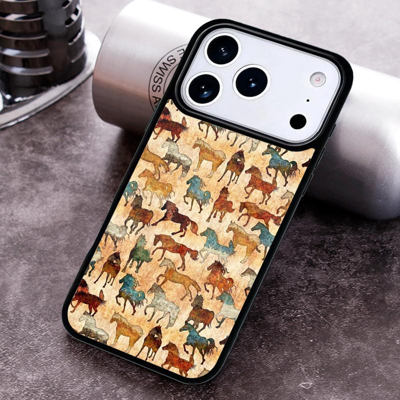 Horses Pattern Collage Phone Case for iPhone 17 16 15 Pro Max Air 14 13 12 11 Plus Shockproof Cover