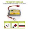 2PCS 7.4V 1100mAh 2S LiPo Battery with Band T-Plug and USB Charging Cable for Haiboxing 18858, 18859, 18859A, 16890A, and XLH Q903, HM163 RC Remote
