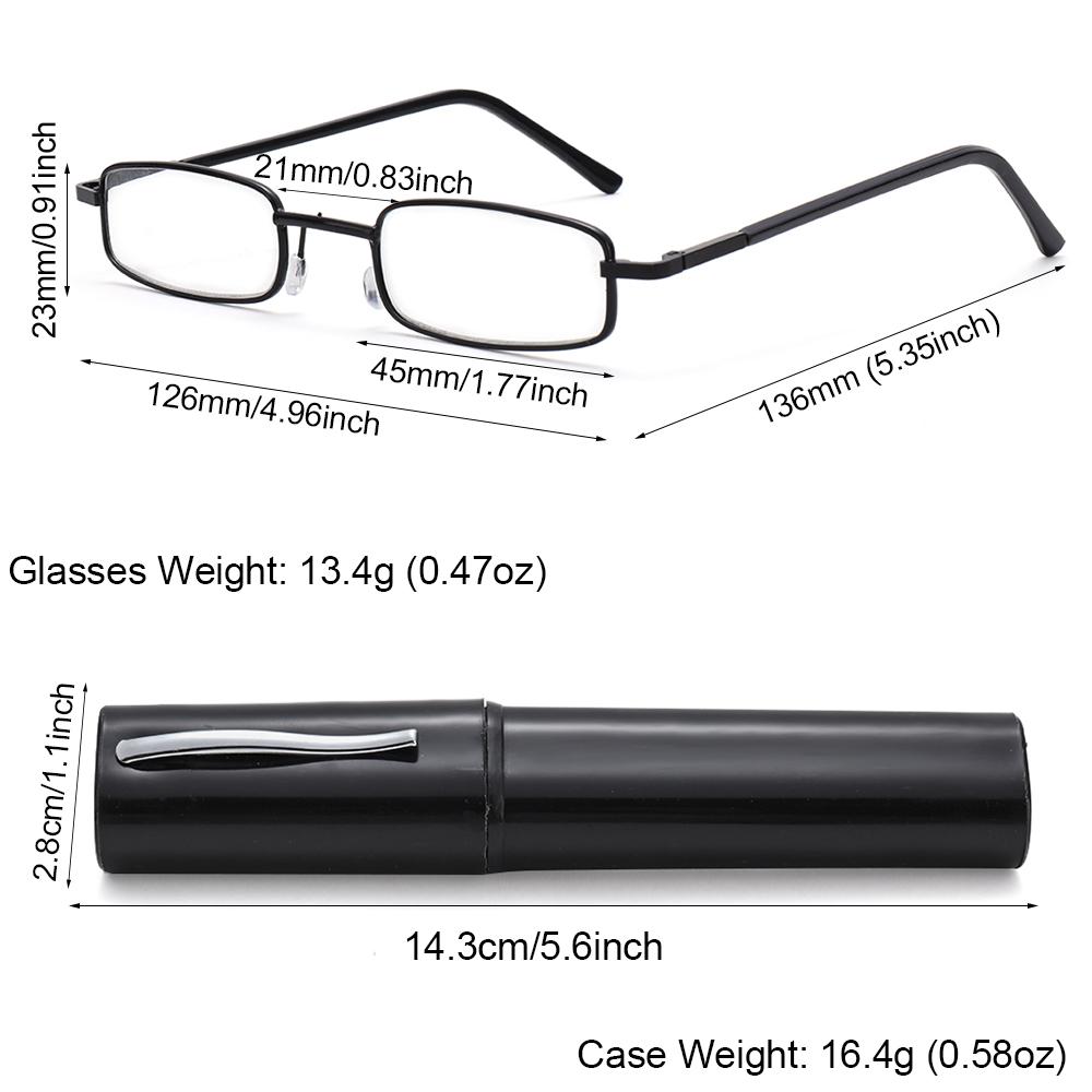 Unisex lesebriller Herre Dame Ultra-Lette Bærbar Anti-Tretthet Presbyopi-brille med etui Dioptri-briller +1 .0 1 .5 2 .0