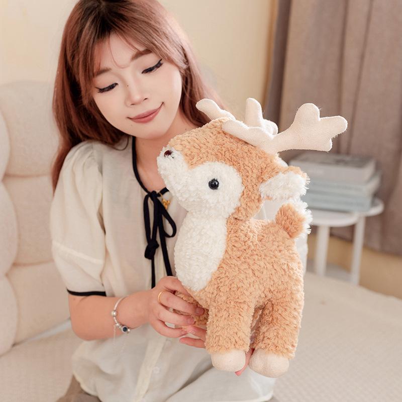 Cute Simulation Christmas Deer Reindeer Doll Plush Toy Deer Sika Deer Doll Children Soothing Doll