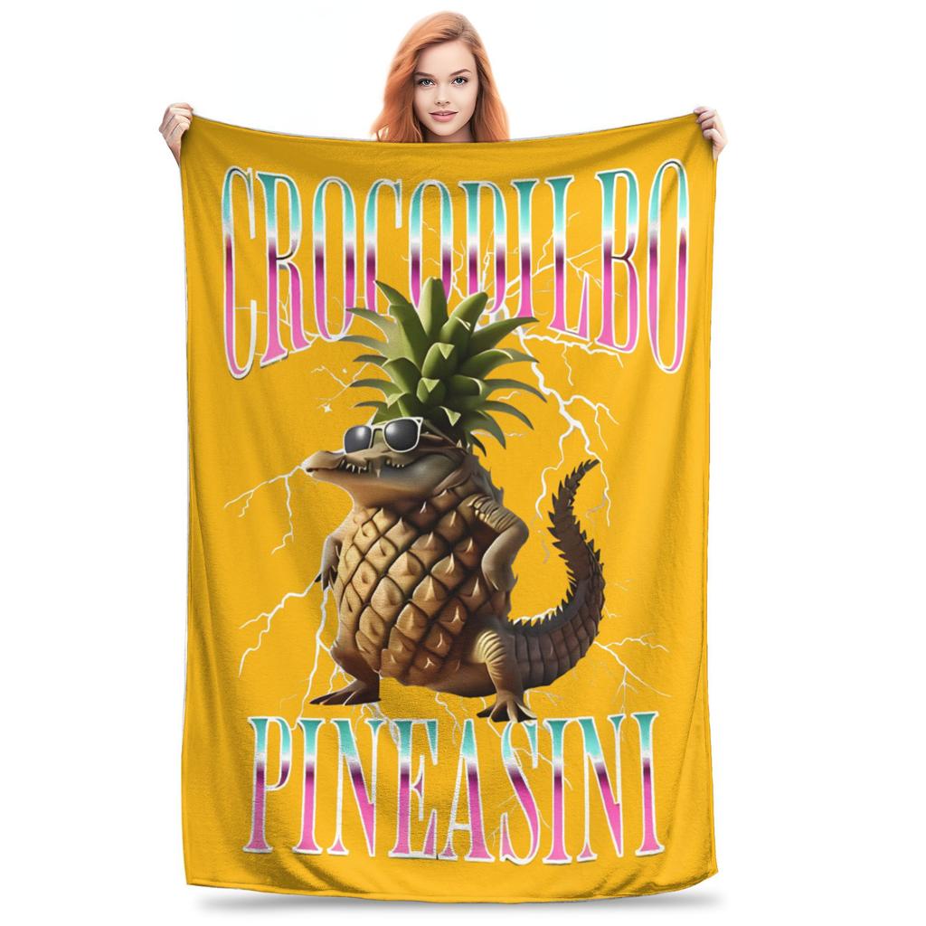 Bombardiro Crocodilo Tralalero Tralala Blanket Flannel Italian Brainrot Portable Throw Blankets for Sofa Travel Quilt