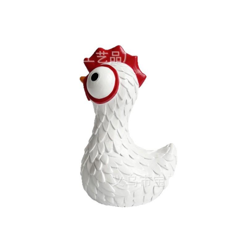 An Interesting Big-eyed Rooster Resin Statue Ornament Outdoor Courtyard, Home Statue Ornament