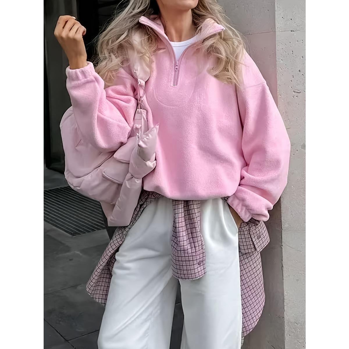

Fall Winter New French Minimalist Lazy Style Solid Color Women s Fashion Casual Sweatshirt Niche Outerwear Top S розовый