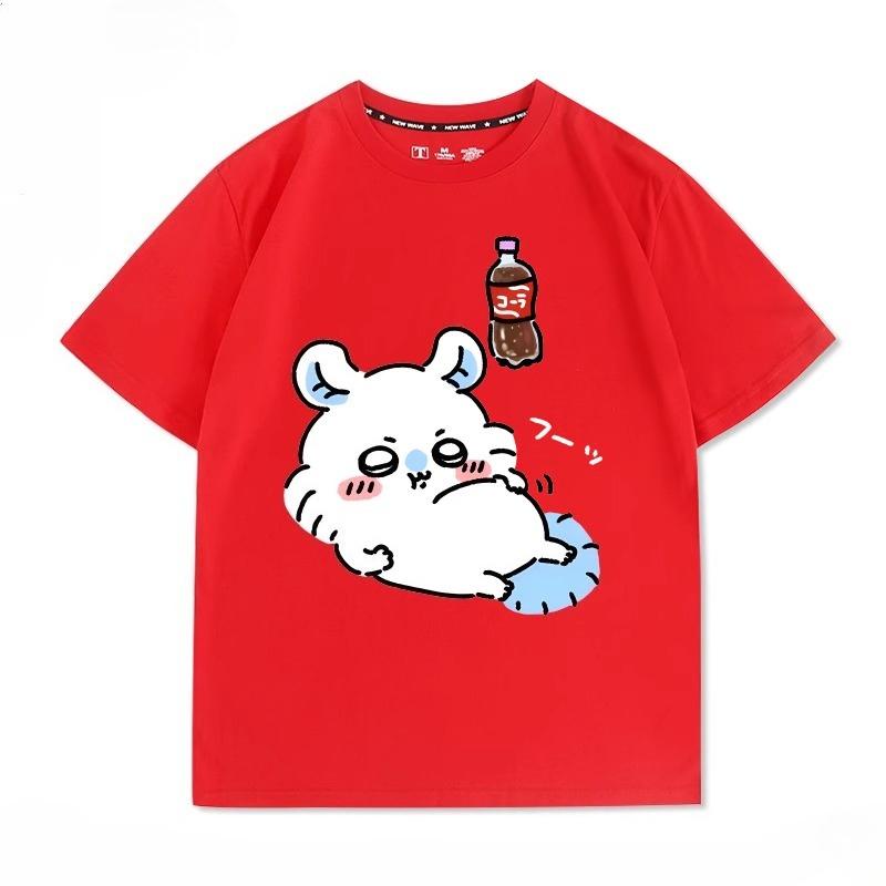 Miniso Cartoon Cute Chiikawa Printed Women Men Short-sleeved T-shirt Summer Casual Fashion Cotton Teenagers Loose Clothes