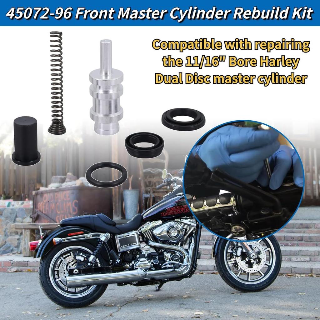 45072-96 11/16" Bore Front Brake Master Cylinder Rebuild Kit For 1996-2007 Harley Davidson Dyna/Electra Glide/Road Glide/Road King/Street Glide