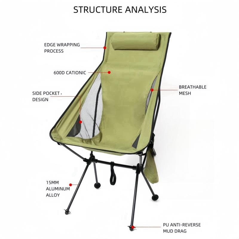 Přenosná skládací židle Moon Chair Outdoor Camping Hliníková slitina Rybářská židle Plážová taška na piknikový pohár Ultralehká skládací cestovní židle