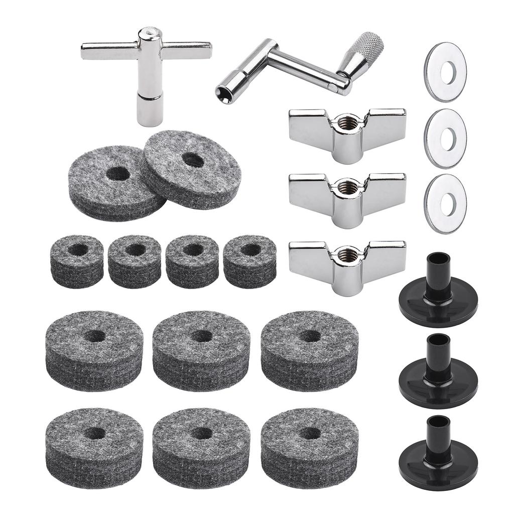 23pcs Cymbal Replacement Accessories Drum Parts with Cymbal Stand Felts Drum Cymbal Felt Pads