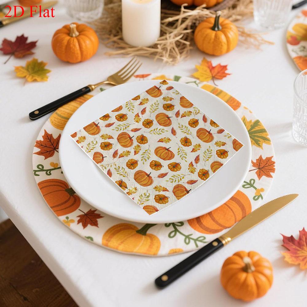 20pcs Disposable Napkins with Wansheng Pumpkin Pattern Print for Wedding,Parties,and Daily Use for Thanksgiving Fall Christmas Table Decoration