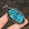 Natural Tibetan Turquoise Gemstone Copper Wire Wrap Gift Pendant 2.76 g6Q67