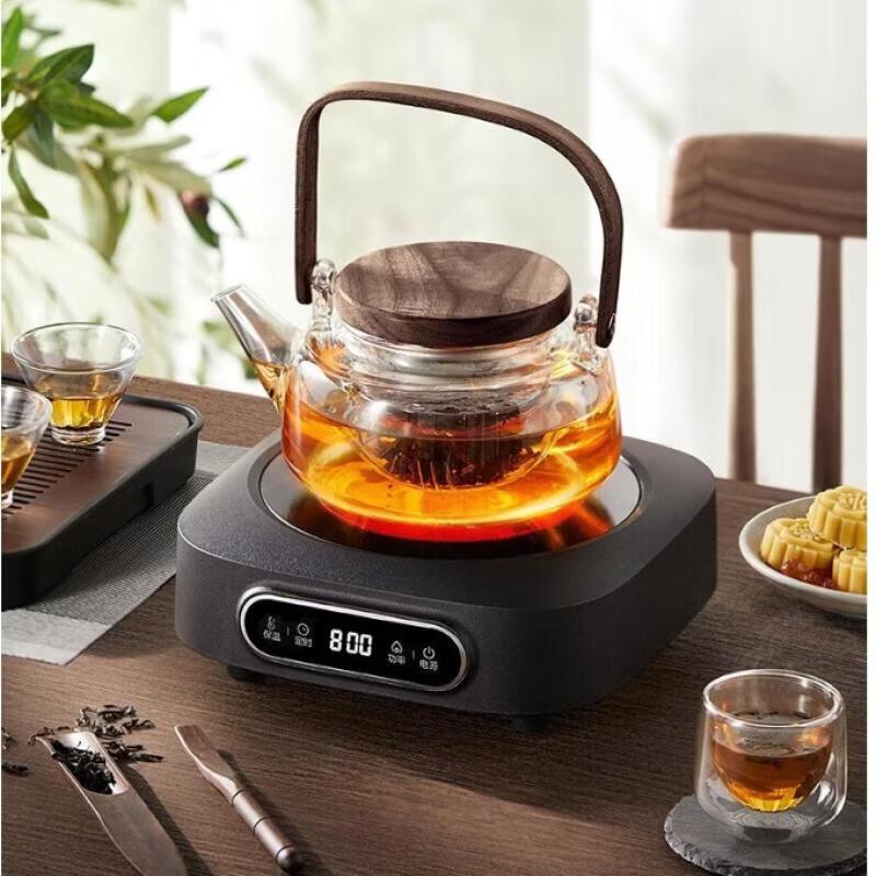 Hanyou Acacia Wood Glass Teapot with Wooden Lid