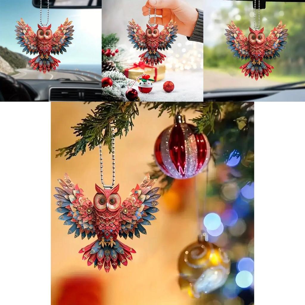 Owl Attractive Cartoon Acrylic Hanging Decoration For Car Interior Stylish Accessory