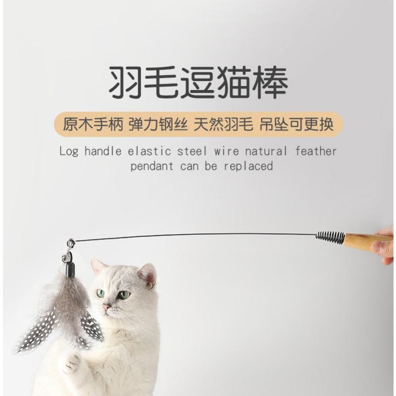 Cat Funny Stick Long Rod Cork Handle Spring Funny Cat Stick Cat Interactive Toy Unbreakable With Bell