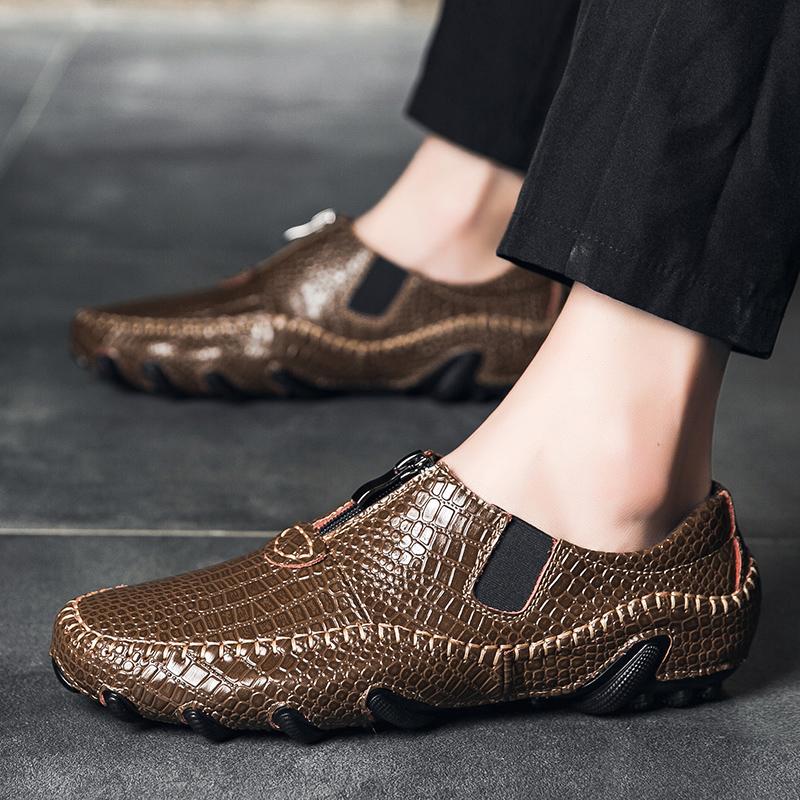 39-46 Mode Herr Casual Läderskor Loafers Moccasins Platt Körskor